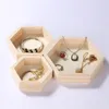 Förvaringslådor 3 st/1pc trä smycken armband halsband display magasinplatta hexagon träfodral arrangör rätter