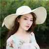 Wide Brim Hats Female 2023 Sun Hat Summer Anti-UV Lady Women Solid Floppy Straw For Beach Eger22