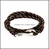 Fili di perline Lega di moda Bracciali con bottoni a gancio per le donne Bracciale in corda di nylon Mtilayer Wrap Gioielli coppia creativa Drop Del Dhz0Q