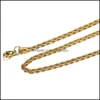 Chains Bk 18K Gold Plated For Women Men M Twisted Rope Choker Necklaces Jewelry Size 18 20 22 24 30 Inches 289 G2 Drop Delivery Penda Dhbj9