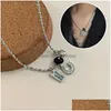 Colliers de pendentif Fashion Peach Heart Collier Collier Crystal Girl Girl Sweet Cool Clavicule Jewelry Aesthic Bijoux Pendants Dhdlq