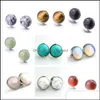 Konst och hantverk 8mm 10mm 12mm Natural Stone Druzy Stud ￶rh￤ngen Opal Turquoise rostfritt st￥l f￶r kvinnor smycken droppleverans hem g dh0za