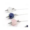 Pendant Necklaces Fysl Sier Plated Geometric Shape Lapis Lazi Pendum Rose Pink Quartz Link Chain Jewelry Drop Delivery Pendants Dhtb2