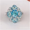 Clusterringen Luxe Luxe Single Stone Ring Charm Mysterious Bright Blue/Red Marquise Women Cocktail Party Fashion Engagement Drop Dhhhqa