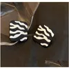 Stud Fashion Jewelry S925 Sier Post Black And White Zebra Stripe Geometric Square Earrings For Women Drop Delivery Dhedv