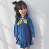 Girl Dresses Girls Denim Dress 2023 Autumn Kid Clothes Baby Korean Long Sleeve Ruffles Princess Fashion Cute Children Clothing