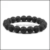 Fios de lava vulcânica de 6/8/8/10 mm de lava lava pulseiras elásticas pulseiras de óleo essencial para homens para homens jóias entrega de jóias ot3ev