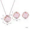 Collier Boucles D'oreilles Ensemble Mode Simple Pendentif Opale Rose