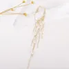 Brincos de bronzeamento pearl tassel long - algemas de ouvido elfas Presente de jóias de fadas não perfuradas para mulheres