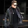 Men's Leather & Faux Jacket Men Real Raccoon Fur Collar Wool Liner Second Layer Of Sheepskin Coat Jackets A2023 MY729