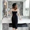 Casual klänningar sexig svart kroppskonklänning romersk kvinna flare hylsa rufsar polka prickar för datum fest nattklubb vestido festa