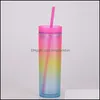 Tumblers 450 ml Gradient Color Tumbler With STS Summer Party Drinks Cup Återanvändbar plast Skinn RRE13326 Drop Delivery Home Garden Ki otcep