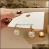 Charm Simple Celebrity Style Plated Gold Pearl Drop Earrings For Woman Fashion Jewelry Wedding Girl Sweet 20220226 T2 Delivery Dh9Re