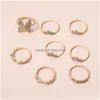 Band Rings Bohemina Fashion Jewelry Knuckle Ring Set Vintage Butterfly Flowers Sets 8Pcs/Set Drop Delivery Dhomg