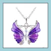 Pendentif Colliers Mode Cristal Papillon Pour Femmes Forme Animale Sier Chandail Chaîne Femelle Bijoux De Luxe Cadeau Drop Livraison Pendan Otrij