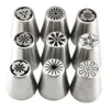 Cake Tools 9Pcs Russian Tulip Nozzles Pastry Icing Piping Decorating Nozzle Tips Coupler Cupcake Desserts Confectionery