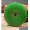 Hänge halsband certifikat kinesisk grön kvartsit jade big cirkel donut amet 35x35mm drop leverans smycken hängen dhu1e