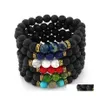 Bedelarmbanden natuurlijke lava stenen armband bangle 7 chakra 8mm yoga kralen vulkanische rots diffuser voor mannen vrouwen handgemaakte sieraden b36 dhblt