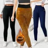 Women's Pants 320g Women's Leggings Winter Lamb Cashmere Warm With Fleece Female Legging Slim Tights Cotton Velvet Thermal M-3XL