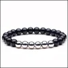 Beaded 8Mm Black Hematite Charm Bracelets Elasticity Bead Bracelet For Women Men Friend Jewelry Drop Delivery Otmjk