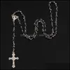 Pendant Necklaces 24Pcs Wholesale/6Mm Crystal Rosary Catholic Holy Land Cross Prayer Necklace 416 H1 Drop Delivery Jewelry Pendants Dhrjm