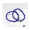 Beaded Evil Demon Eye Crystal Beads Strands Bracelet Couples Men Women Blue Eyes Bracelets Drop Delivery Jewelry Dhn1Y
