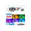 شرائح LED 24 فولت أضواء شريطية مرنة 60leds/M 5M 300leds SMD 5050 RGB ROPE 5M/بكرة مقاومة للماء الإضاءة الإضاءة عطلة OT5XV