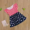 Girl Dresses Kids Dress Independence Day Star Strip Print Round Neck Sleeve Princess Gown For Summer 6 Months-4 Years 6M-4T