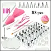 Cuisson Pâtisserie Outils 83 Pcs Gâteau Décoration Réutilisable Sac Pi Buses Coupleur Outil Ensembles Bricolage Cuisine Accessoires Drop Delivery Home Gar Dh6B1