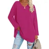 Women's T-skjortor Vintage Kvinnor Solid Color Long Sleeve Tees 2023 Spring Autumn Fashion V-Neck Basic T-Shirt Ladies Casual Loose Pullover