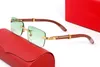 Överdimensionerad designer solglasögon för kvinnor Mens Blue Lens Gold Frameless varumärkesdesign Vintage Pilot Solglasögon Nya Shades White Buffalo Horn Glas