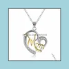 Pendentif Colliers Luxe Autrichien Cristal Coeur Forme Femmes S Creux Maman Amour Sier Chaîne Pour Dames Mama Mode Bijoux Fête Des Mères Otjug