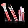 Storage Boxes HX5B Makeup Brush Holder 3 Slots Clear Cosmetic Organizer And For Bathroom