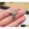 Charms 20st/lot25x29mmbl Chamantique Sier Plated Skl BL Head Charmsdiy SuppliesJewelry Accessories Drop Leverans smycken Fynd C DH1PT