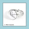 Artes y manualidades 12 mm anillo de piedra natural blanco azul turquesa ópalo rosa cristal chakra abierto para mujeres joyería entrega de la gota Home Garde Dh5Bz