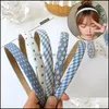 Bandeaux Mode Cheveux Hoop Pour Vintage Bandeau Plaid Filles Head Band Tiara Accessoires Bleu Doux Été Floral Mince Drop Livraison Ot3Hk