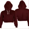 Kvinnors hoodies tröjor S-XL High Street mode kvinnor vanlig baksmälla skörd topp huvtröja solid full längd ärm huvtröja 5co