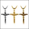 Naszyjniki wisiorek tytanowe stalowe mężczyzny krzyż chrześcijańskie Jezus krzyżuje łańcuchy krucyfixu urok dla kobiet Hip Hop Faith Drop Deli otx6s