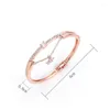 Bracelet Rose Or Couleur Luxe Métal Cristal Chaîne Étoile Serrure En Acier Inoxydable Bijoux Bracelets De Manchette Pour Les Femmes Graduation Teather Cadeau