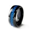 Wedding Rings Arrival Casual 8mm Width Dome Men's Black Tungsten Band With Blue Carbon Fiber Inlay Size 7-12