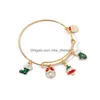 Bangle Fashion Emamel Christmas Snowman Tree Armband för kvinnor chirstmas gåva som sträcker armband droppleverans smycken dhwpe