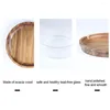 Plates Fruit Nut Storage Box Double Layer Candy Glass Container With Wooden Lid For Home Kitchen