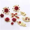 Charms Golden Zinc Alloy Rose Flower Crown Cross Base Connectors 6Pcs/Lot For Diy Jewelry Earrings Making Accessories Drop Delivery Dhwhy