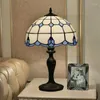 Bordslampor 12 "Mediterranean Sea Tiffany Simple Glass Lamp för foajébäddsrum Bar Apartement Reading Light H 49cm 1063