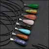 Konst och hantverk Natural Stone Water Drop Halsband Opal Pink Quartz Crystal Chakra Reiki Healing Pendum Halsband Leverans Home Garden Dhheb