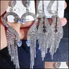 Dangle Chandelier Mix Gland Boucles D'oreilles Bling Shine Fl Cristal Strass Griffe Chaîne Diamant Exagéré Boutique En Gros Bijoux Dhqrz