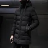 Men's Down Winter Jacket Men Long Parka Hooded Thick Warm Coat Autumn Outwear Fashion Puffer Solid Color Plus Size 4xl