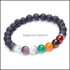 Bracelets de charme lava vulc￢nica natural 7 Chakra Bangle Yoga Breads Bracelete difusor de ￳leo essencial para homens j￳ias DHS DRO DH2OI