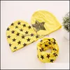 Beanie/Skull Caps Baby Hat Scarf Set Solid Color Cap For Boys Girls Cotton Children Beanie Star Printed Kids Scarves Winter Spring 3 Otqbe