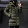 Men's Down Winter Jacket Men Long Parka Hooded Thick Warm Coat Autumn Outwear Fashion Puffer Solid Color Plus Size 4xl